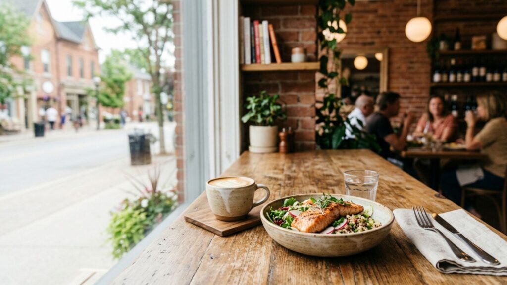 Food and drink category header image featuring Oakville restaurants and cafés