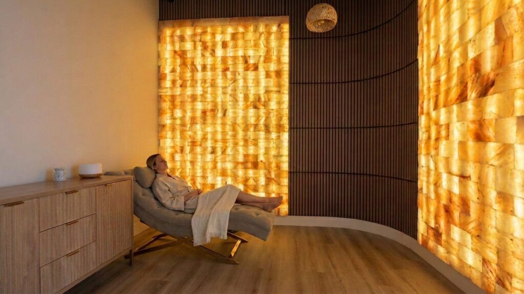 Himalayan salt therapy room at Goji Yoga and Wellness in Oakville used for relaxation and mental wellness