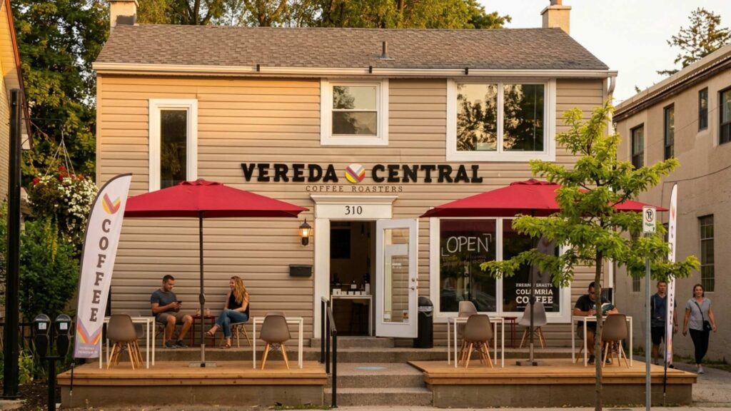 Vereda Central Coffee Roasters café in Oakville with outdoor seating